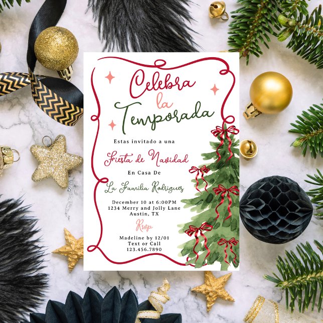 Spanish Fiesta De Navidad Christmas Holiday Party Invitation (Creator Uploaded)