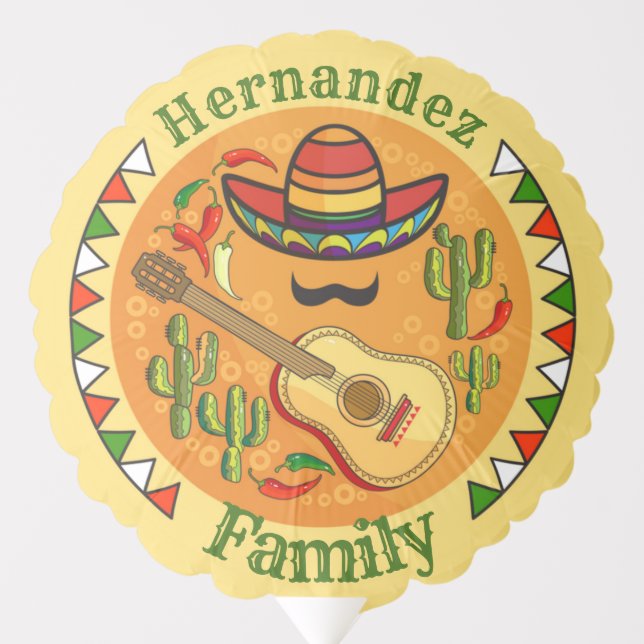 Spanish Fiesta Personalized NAME Fun Cinco De Mayo Balloon (Front)