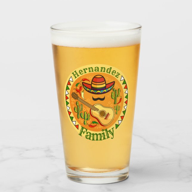 Spanish Fiesta Personalized NAME Fun Cinco De Mayo Glass (Front Filled)