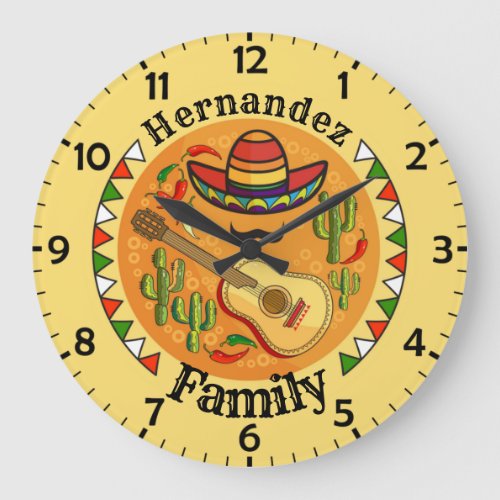 Spanish Fiesta Personalized NAME Fun Cinco De Mayo Large Clock