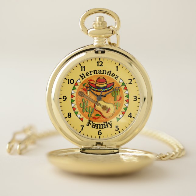 Spanish Fiesta Personalized NAME Fun Cinco De Mayo Pocket Watch (Inside)
