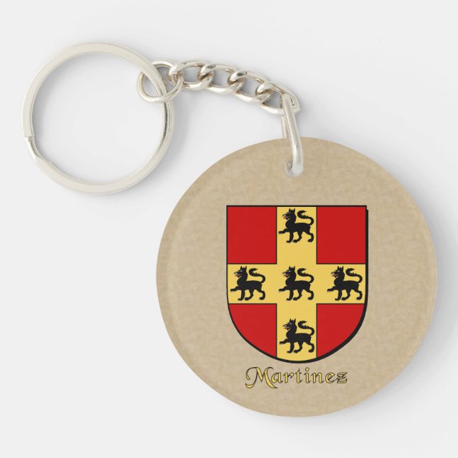 Spanish Flag and Martinez Historical Shield Keychain (Front)
