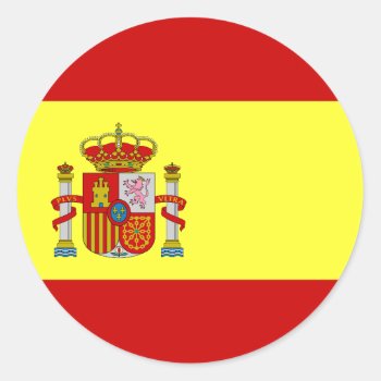 Spanish Flag Bandera Española Classic Round Sticker by Classicville at Zazzle
