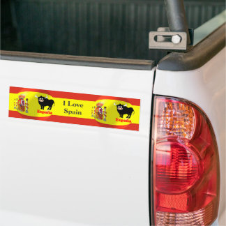 Spanish Flag Black Bull Bumper Sticker