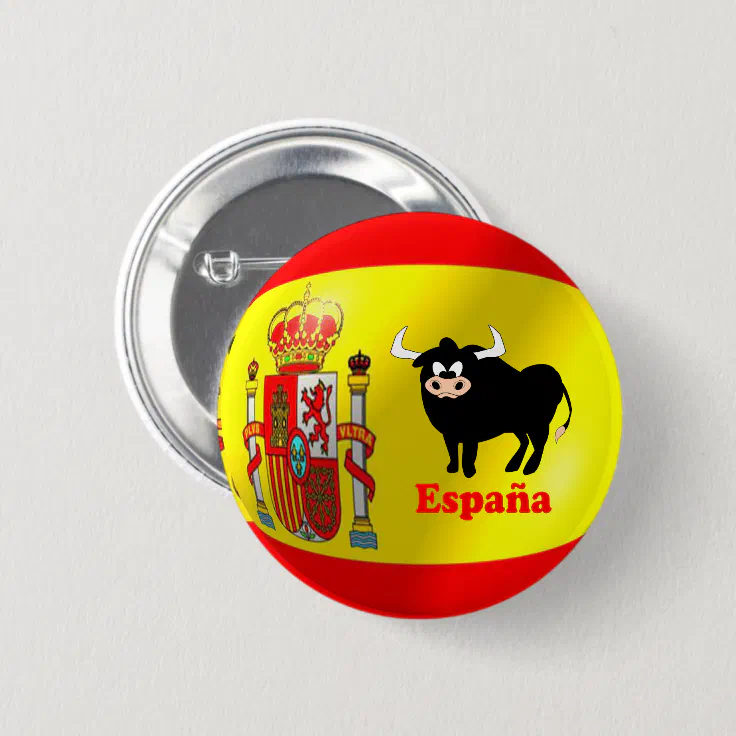 Spanish Flag Black Bull Button | Zazzle Spanish Flag Black Bull Button | Zazzle