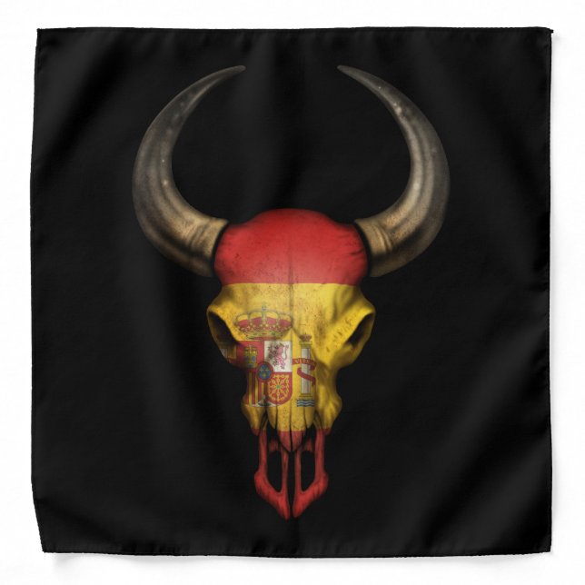 Spanish Flag Bull Skull Bandana (Front)
