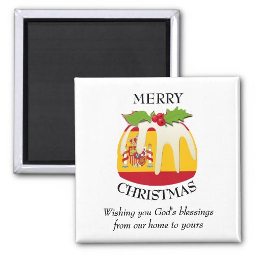 SPANISH FLAG Christmas Pudding Magnet