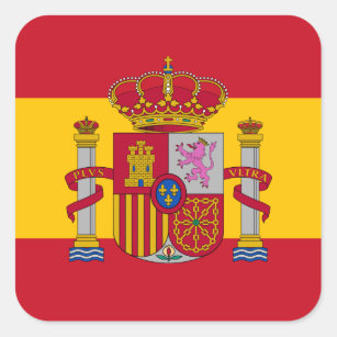 Spanish Flag & Coat of Arms, Flag of Spain Square Sticker