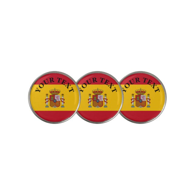 Spanish flag custom monogram golf ball markers (3 Up)