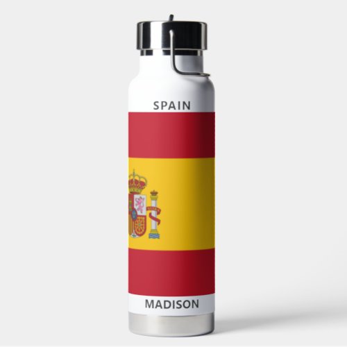 Spanish Flag Custom Name  Text Water Bottle