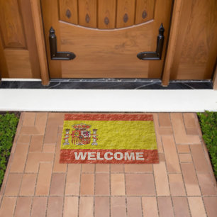 Spanish Flag Design Fiber Doormat