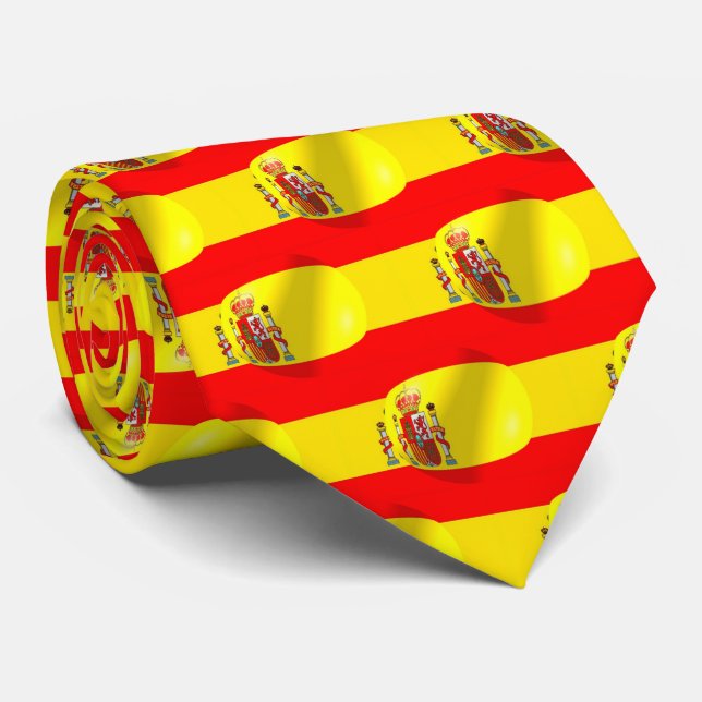 Spanish Flag Design Neck Tie (Rolled)