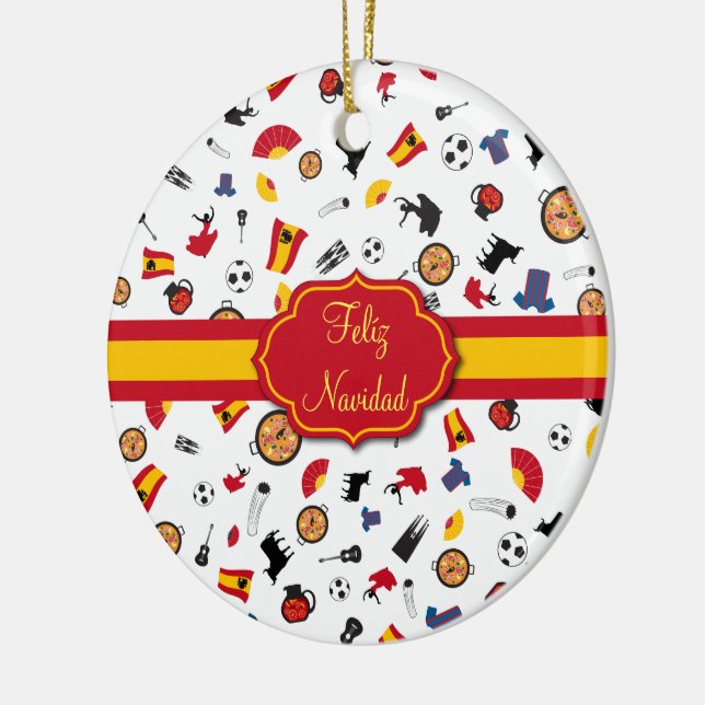 Spanish Flag Feliz Navidad Ornament (Left)