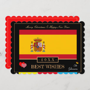 Spanish Flag & Happy New Year/Best Wishes Spain Holiday Card