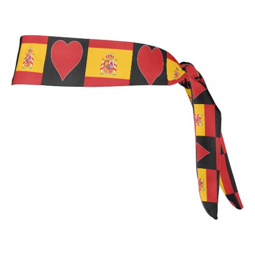 Spanish Flag Heart Love Pattern Spain Pride Tie Headband