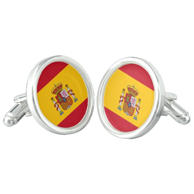 Spanish flag of Spain custom shirt cufflinks (Angled)