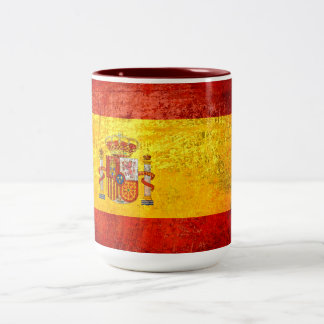 Spanish flag of Spain Grunge look country flag Two-Tone Coffee Mug