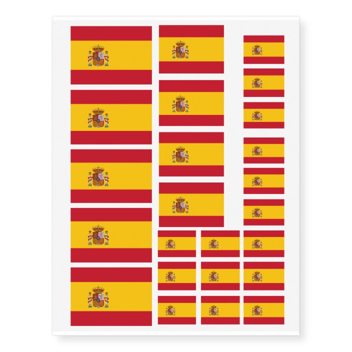 Spanish flag of Spain removable ink Temporary Tattoos | Zazzle.com