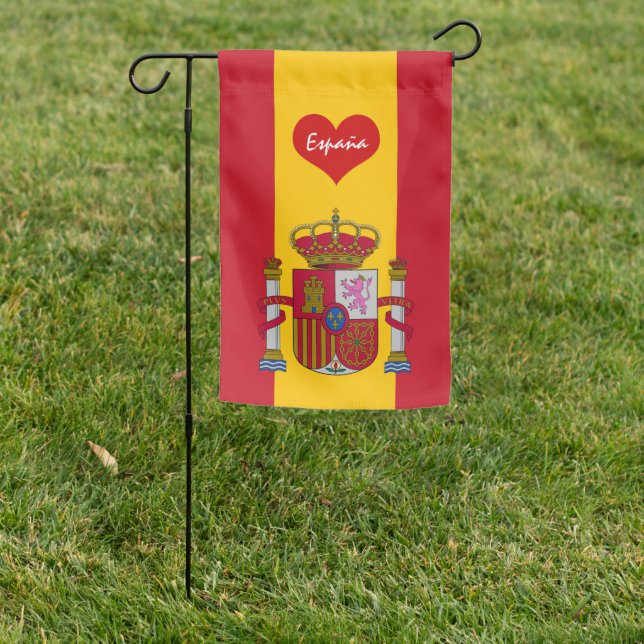 Spanish flag, red heart - love España / sports Garden Flag (In SItu)