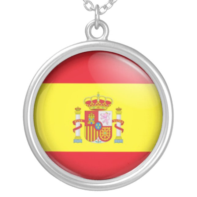 Spanish flag silver plated necklace (Front)