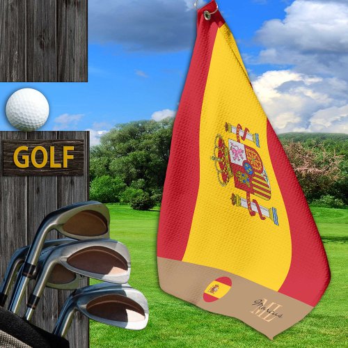 Spanish flag  Spain monogrammed name Golf Towel