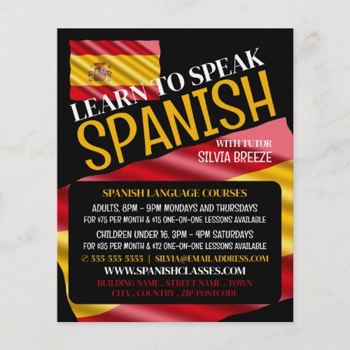 Spanish Flag Spanish Language Course Advertising Flyer