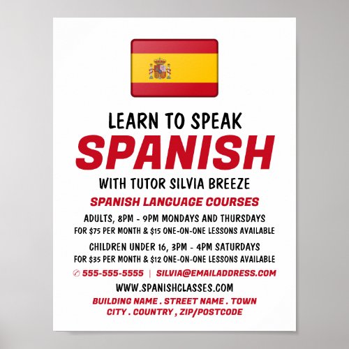Spanish Flag Spanish Language Course Advertising Poster