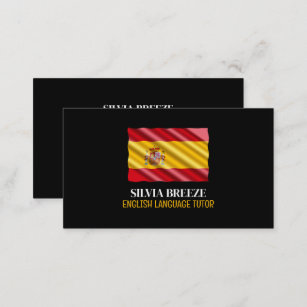 Spanish Flag, Spanish Language Tutor, Teacher Business Card