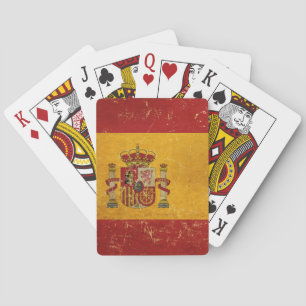 Spanish Flag Vintage Grunge Design Poker Cards