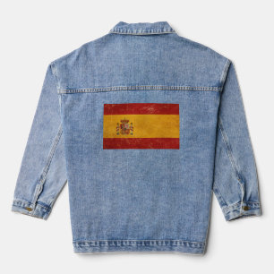 Spanish Flag Vintage Grunge Women's Denim Jacket