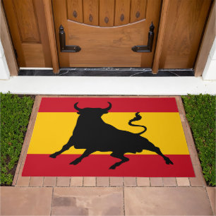 Spanish flag with bull doormat