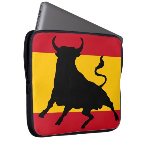 Spanish flag with bull laptop sleeve