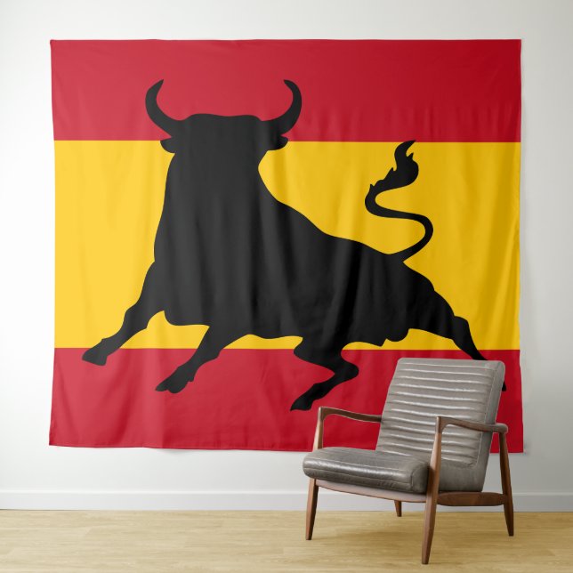 Spanish flag with bull tapestry (In Situ (Horizontal))