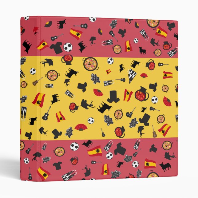 Spanish Flag with items of Spain 3 Ring Binder (Front/Spine)