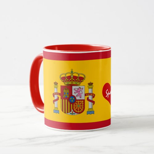 Spanish flag with red heart _ Coffeesports fans Mug