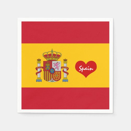Spanish flag with red heart _ fashionsports fans napkins