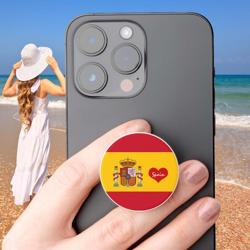 Spanish flag with red heart _ fashion  sports PopSocket