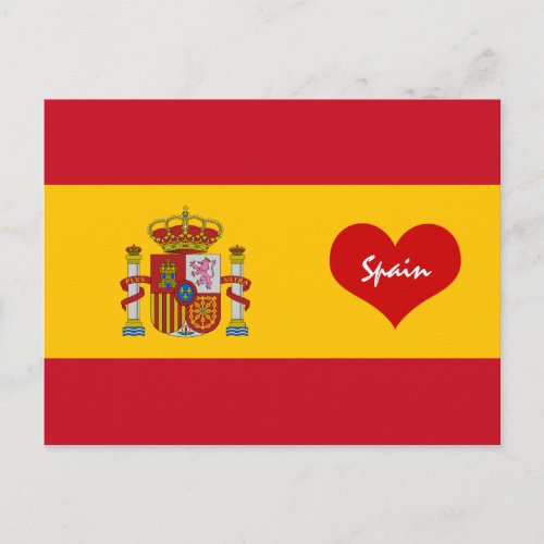 Spanish flag with red heart _ SpainEurope Postcard