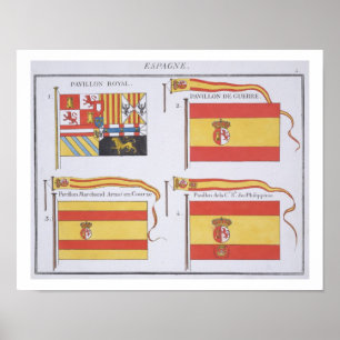 Spanish Flags, from a French book of Flags, c.1819 Poster