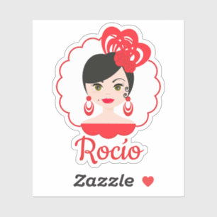 Spanish Flamenca Girl Doll in Red Design Sticker