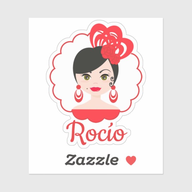 Spanish Flamenca Girl Doll in Red Design Sticker (Sheet)