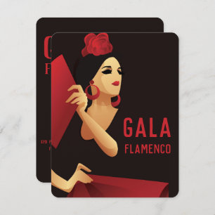 Spanish flamenco dancer with fan black and red invitation