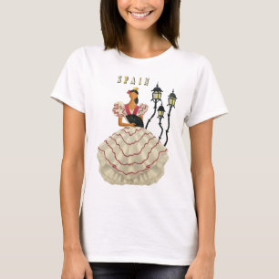 Spanish Flamenco Dancer woman Spain Travel Art T-Shirt