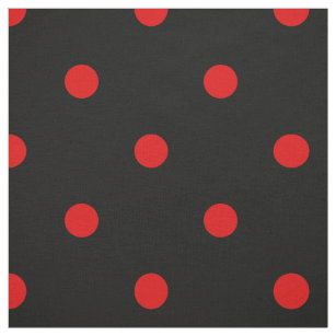 Spanish Flamenco Red and Black Polka Dot Fabric