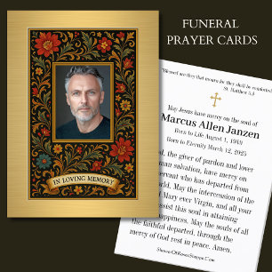Spanish Floral Catholic Funeral Prayer Card