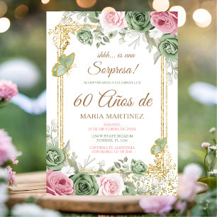 Spanish Floral Fiesta Sorpresa 60 Años Birthday Invitation