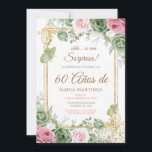 Spanish Floral Fiesta Sorpresa 60 Años Birthday Invitation<br><div class="desc">EDITABLE Spanish Floral Fiesta Sorpresa 60 Años Birthday Invitation
Elegant Sage Green & Pink Gold Butterfly Floral 60th Birthday Invitation
60 Años Cumpleaños Invitation For Women,  Floral Invitación de 60 Años en español</div>