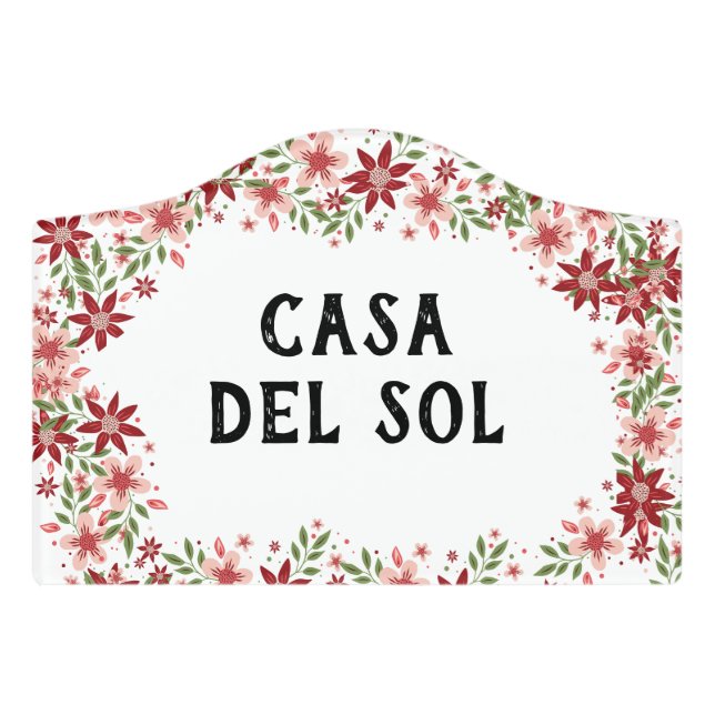 Spanish Floral  House Sign (Small Crest Front)
