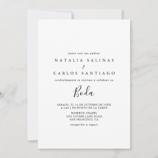 Spanish Front & Back Wedding Invitation | Zazzle