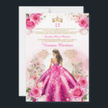 Spanish Fuchsia Pink Princess 15 Años Birthday Invitation<br><div class="desc">EDITABLE Spanish Fuchsia Pink Princess 15 Años Birthday Invitation
Elegant Fuchsia Pink Princess Dress Gold Crown Floral Blossoms Mis Quince Invitation
Quinceañera 15 Anos,  16th Birthday Gold Glitter</div>